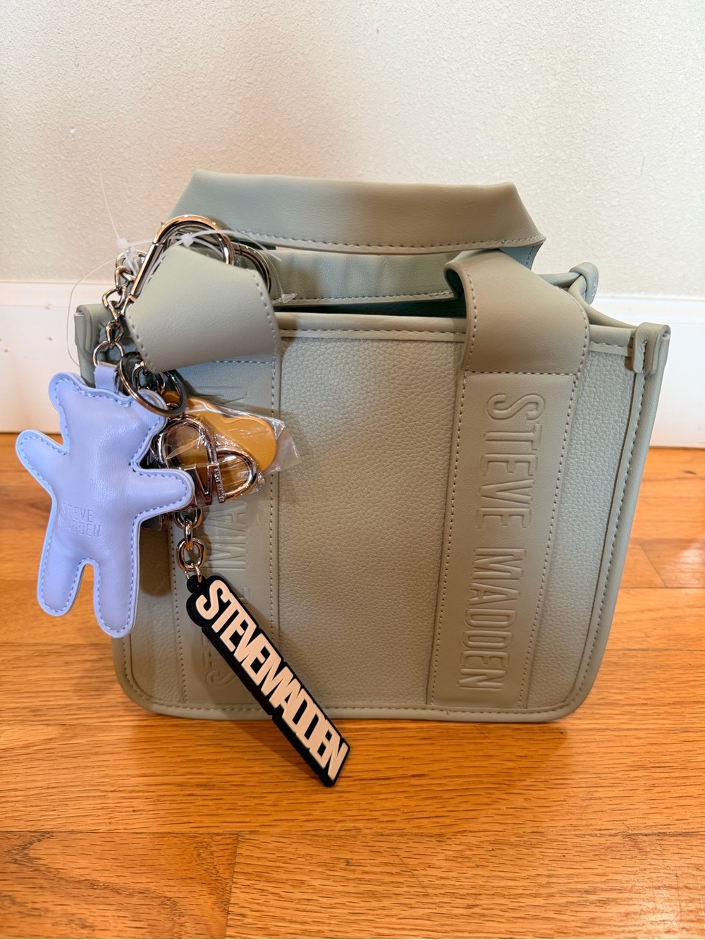 Steve Madden Tote in Sage Green with Charm Accents
